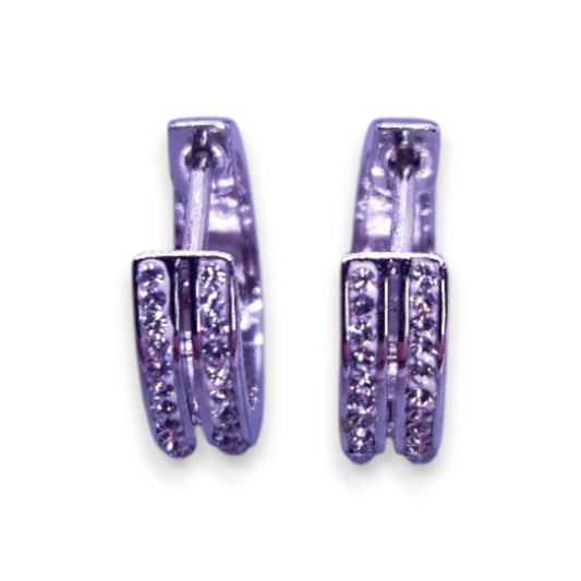 Silver Tone Clear Cubic Zirconia Classic Earrings