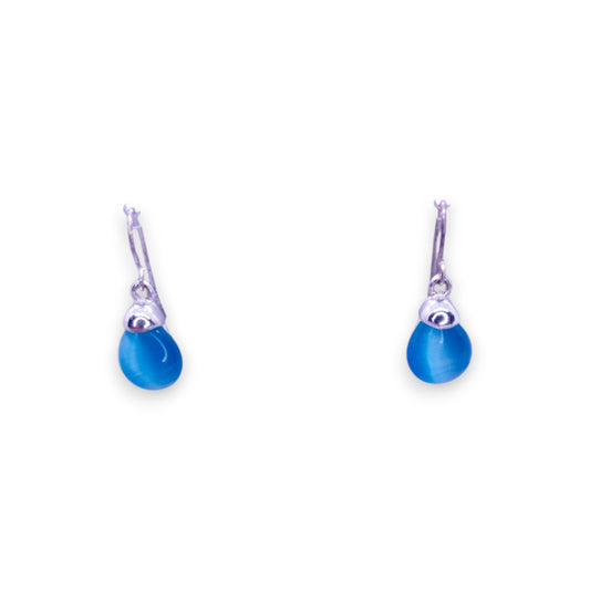 Silver Tone Blue Stone Classic Earrings