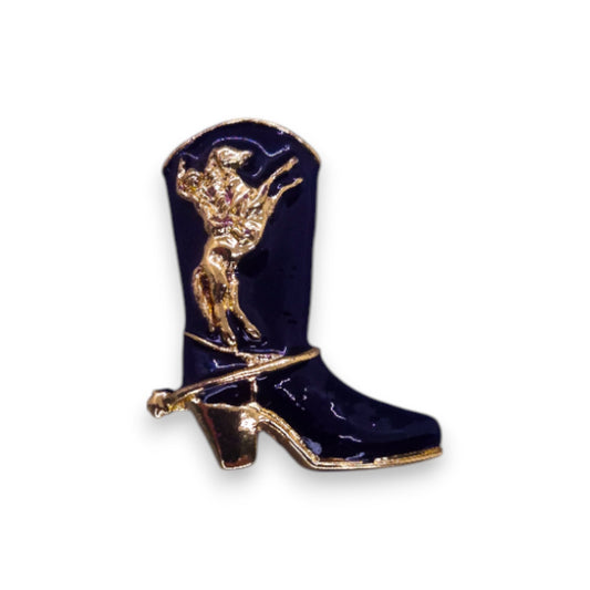 Gold Tone Enamelled Nature Inspired Cowboy Boot Brooch
