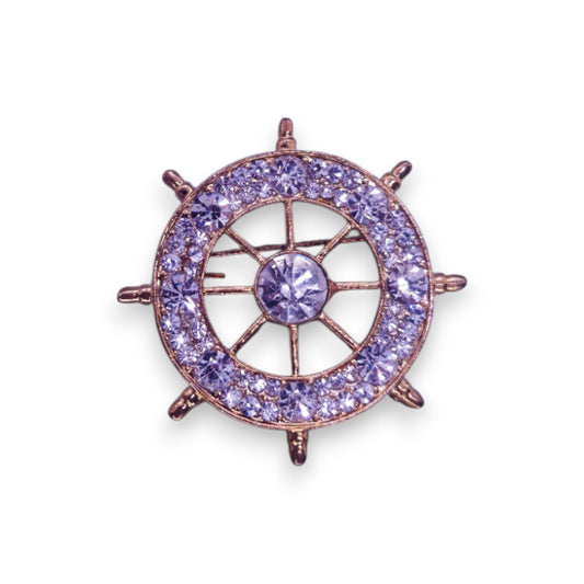 Gold Tone Cubic Zirconia Classic Brooch
