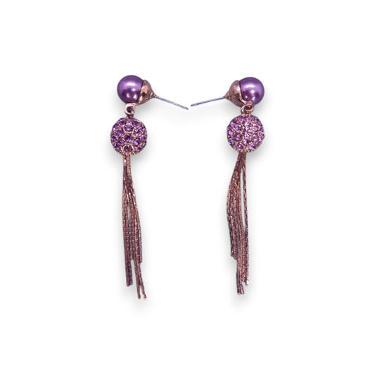 Rose Gold Tone Faux Pink Pearls Pink Cubic Zirconia Monet Classic Earrings