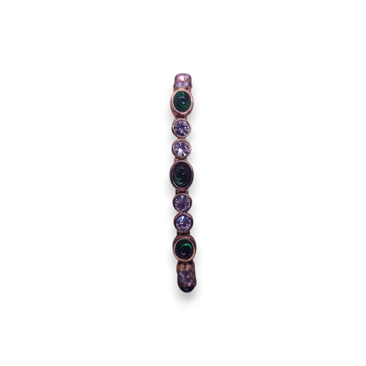 Gold Tone Green & Clear Cubic Zirconia Classic Bracelet