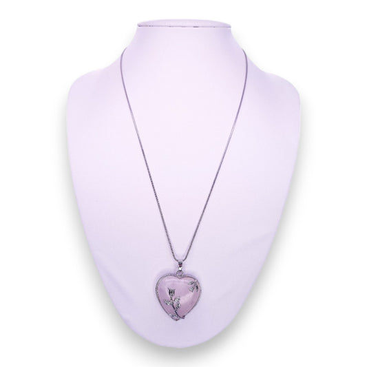 Silver Tone Pink Stone Romantic Necklace
