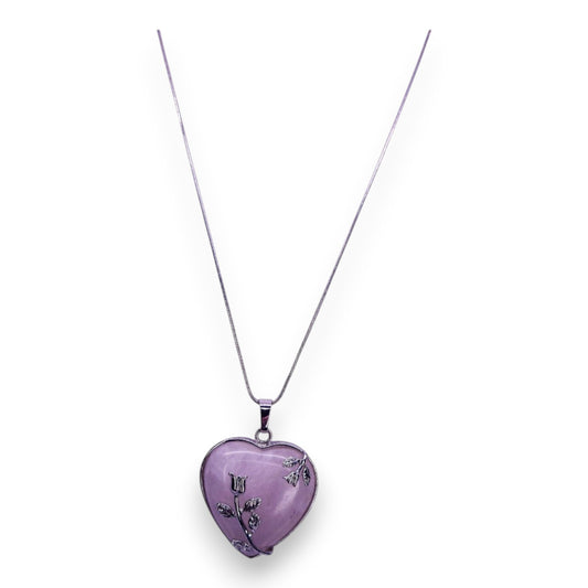 Silver Tone Pink Stone Romantic Necklace