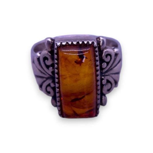 Sterling Silver Amber Vintage Ring
