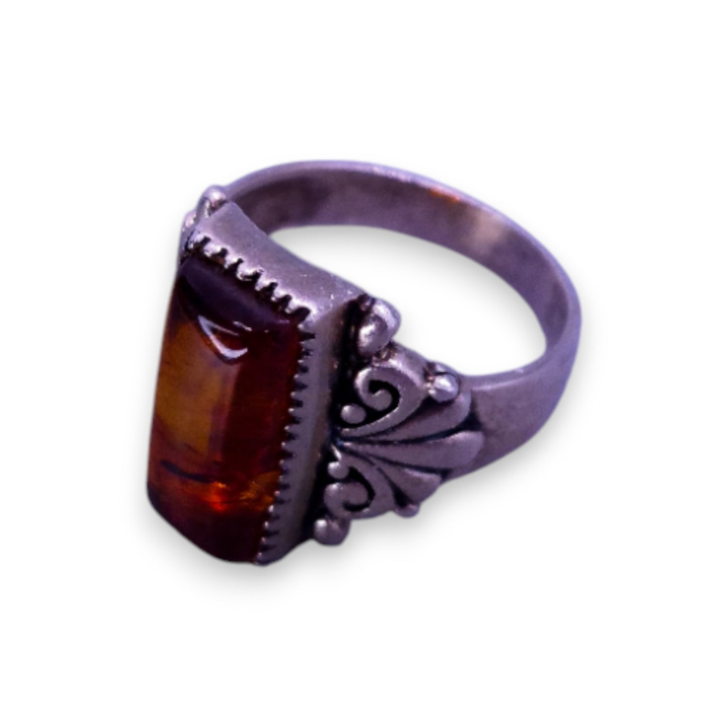 Sterling Silver Amber Vintage Ring