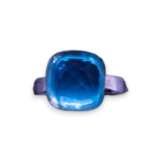 Silver Tone Blue Cubic Zirconia Vintage Ring