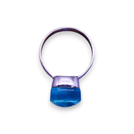 Silver Tone Blue Cubic Zirconia Vintage Ring