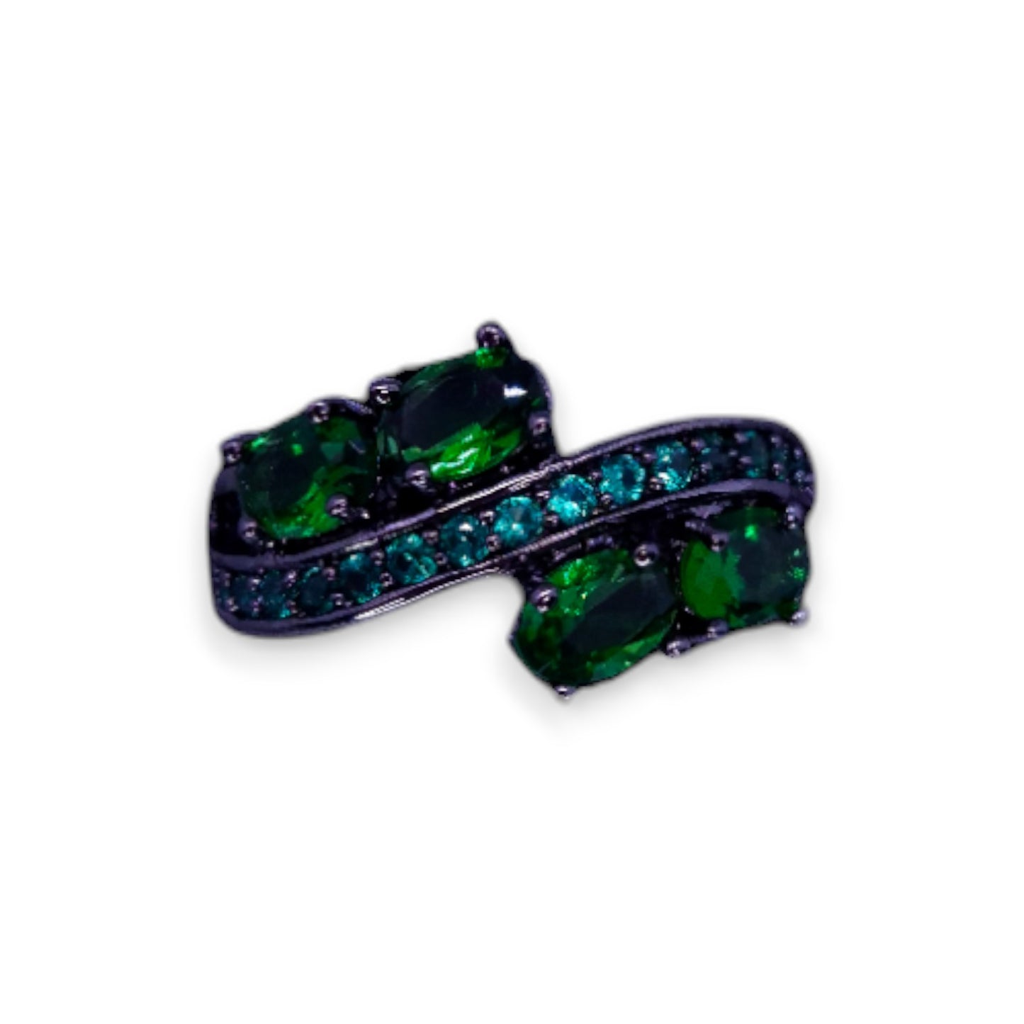 Sterling Silver Green Cubic Zirconia Modern Ring