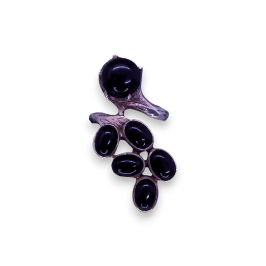 Sterling Silver Black Stones Nature Inspired Ring
