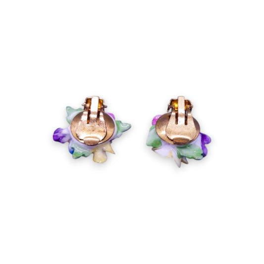 Gold Tone Ceramic Nature Inspired Earrings