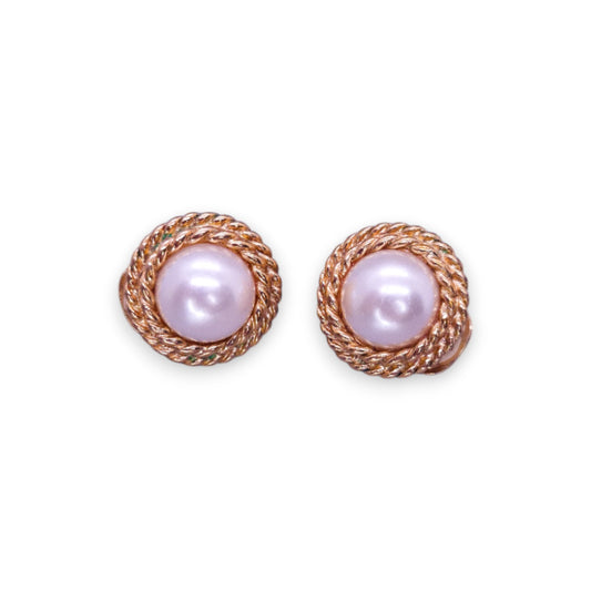 Gold Tone Pearl Vintage Earrings