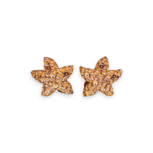 Gold Tone Nature Inspired Starfish Earrings