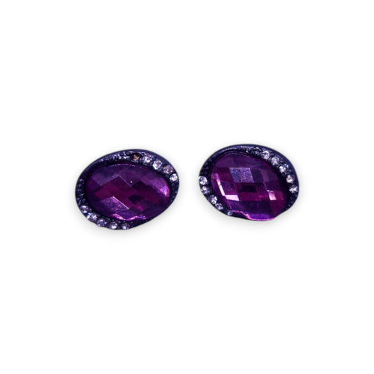 Metal Purple & Clear Cubic Zirconia Classic Earrings