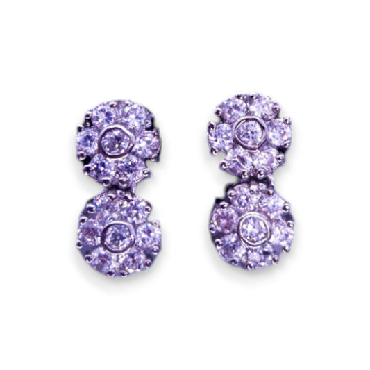 Silver Tone Clear Cubic Zirconia Classic Earrings