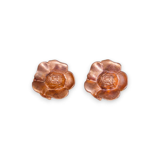 Gold Tone Nature Inspired Kenzo Flower Earrings