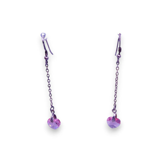 Sterling Silver with Pink Crystal Romantic Earrings