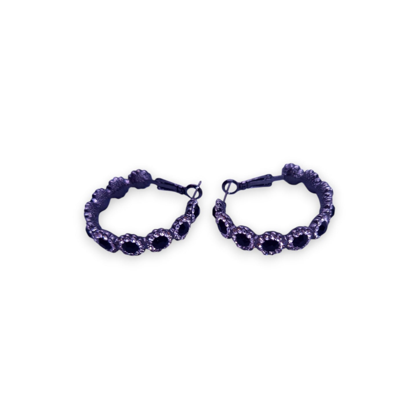 Metal Black & Clear Cubic Zirconia Classic Earrings