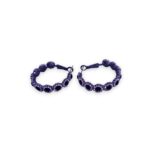 Metal Black & Clear Cubic Zirconia Classic Earrings