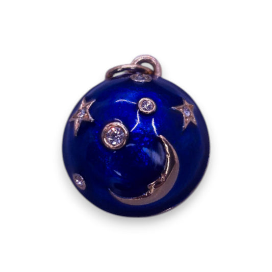 Gold Tone Cubic Zirconia Enamelled Statement Astronomy Pendant