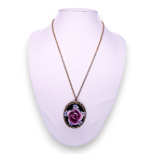 Gold Tone Ceramic Nature Inspired Necklace
