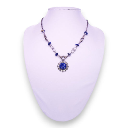 Silver Tone Lapis Lazuli Vintage Necklace