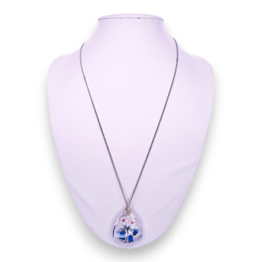Silver Tone Hand-Painted Nature Inspired Necklace