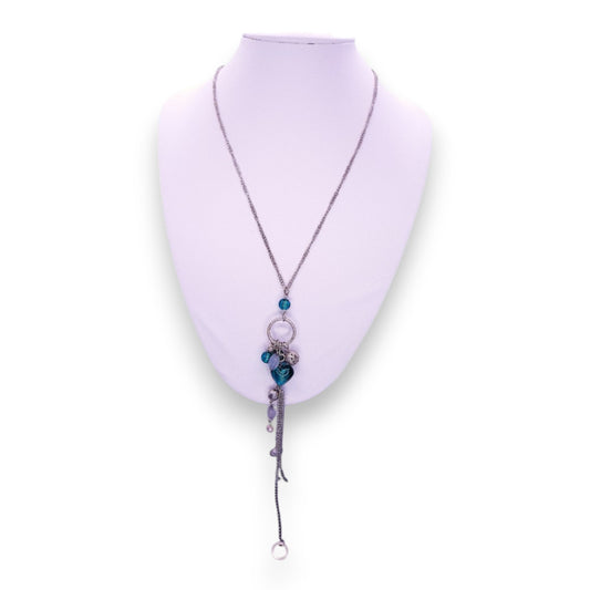 Silver Tone with Glass Beads Vintage Necklace