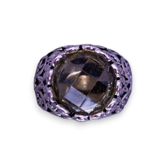 Silver Tone Green Stone Statement Ring
