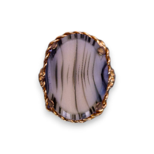 Gold Tone Faux Agate Statement Ring