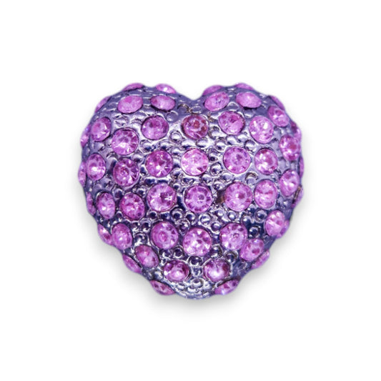 Silver Tone Pink Stones Romantic Heart Ring