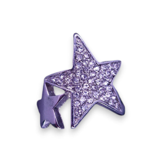Silver Tone Clear Stones Statement Stars Ring