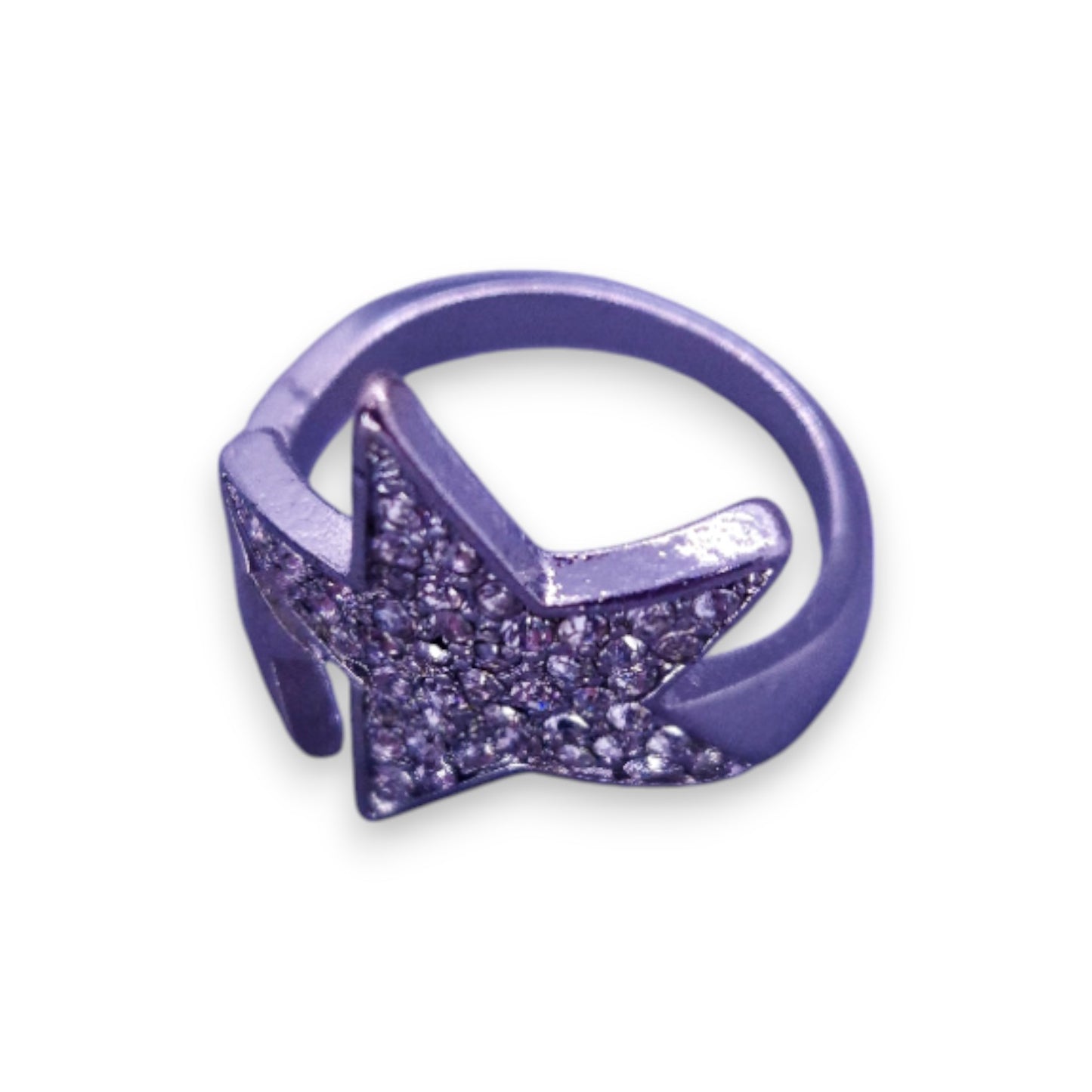 Silver Tone Clear Stones Statement Stars Ring