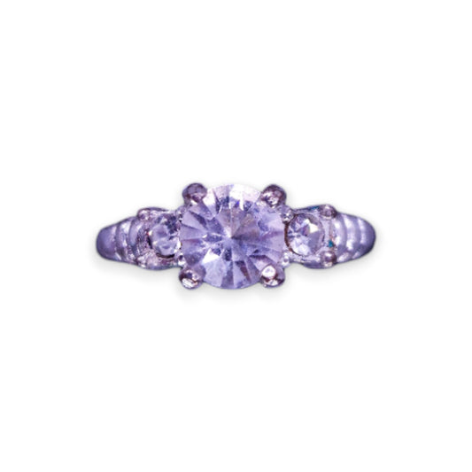 Silver Tone Clear Cubic Zirconia Classic Ring