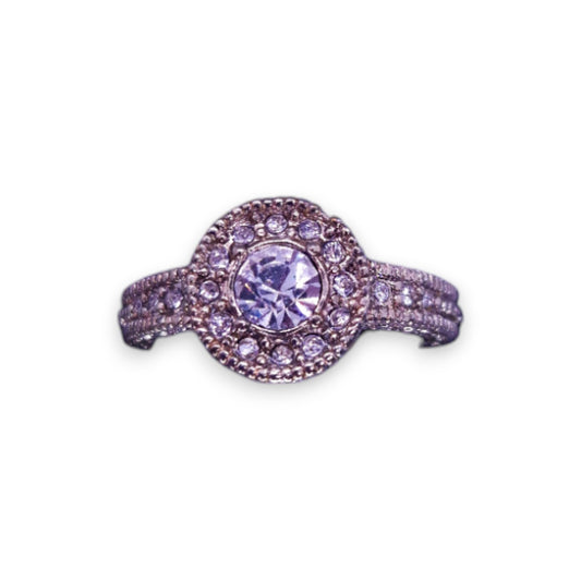 Gold Tone Clear Stones Classic Ring