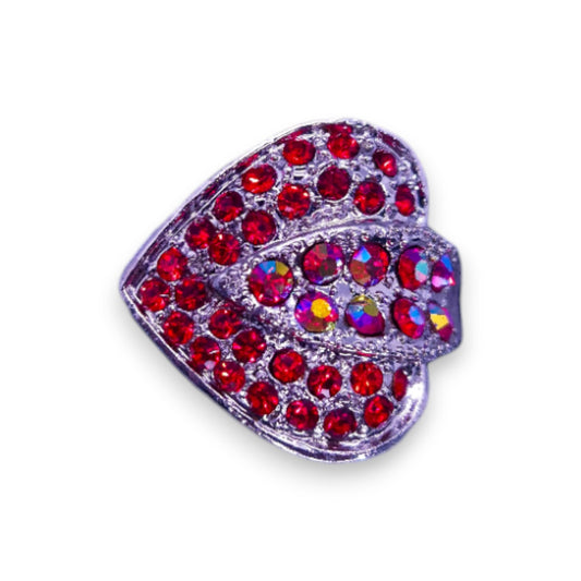 Silver Tone Red Stones Romantic Ring