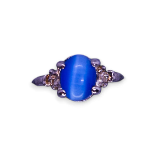 Silver Tone Blue Stone Classic Ring