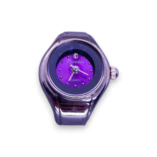 Silver Tone Watch Statement Ring