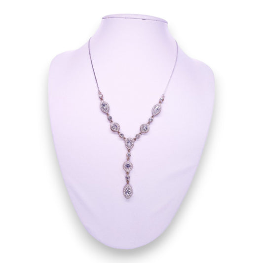 Silver Tone Clear Cubic Zirconia Classic Necklace