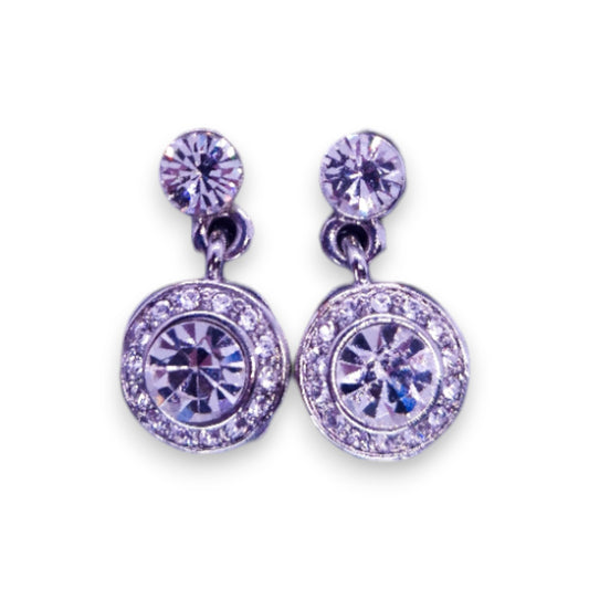 Silver Tone Clear Cubic Zirconia Classic Earrings