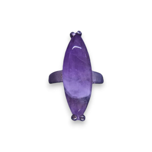 Silver Tone Amethyst Statement Ring