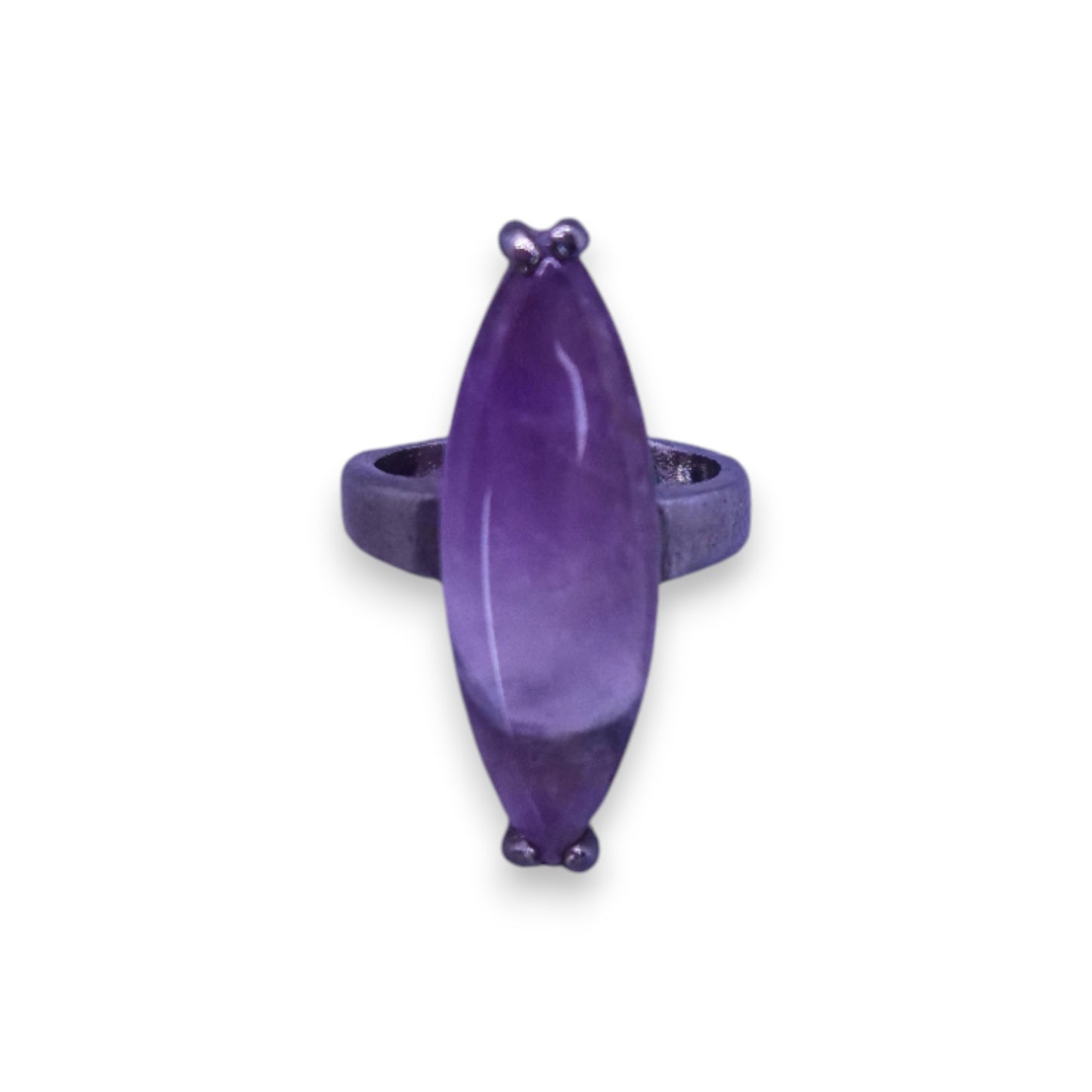 Silver Tone Amethyst Statement Ring