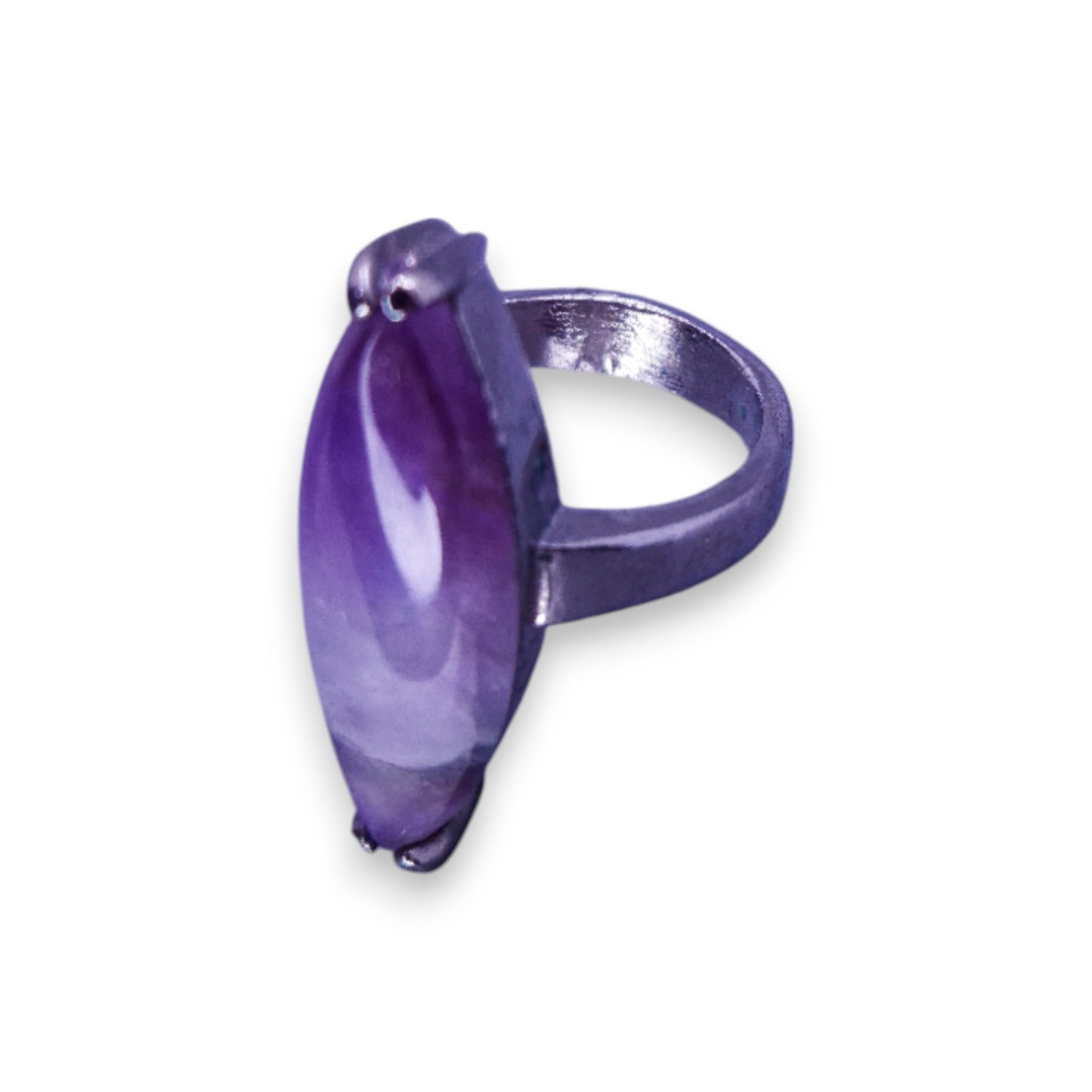 Silver Tone Amethyst Statement Ring