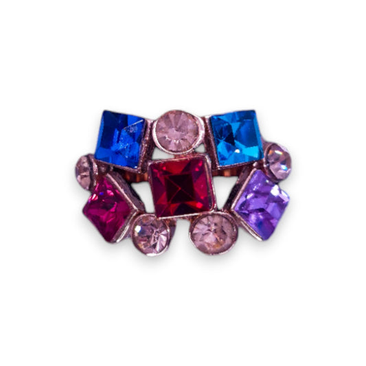 Rose Gold Tone Multi Colour Stones Statement Ring