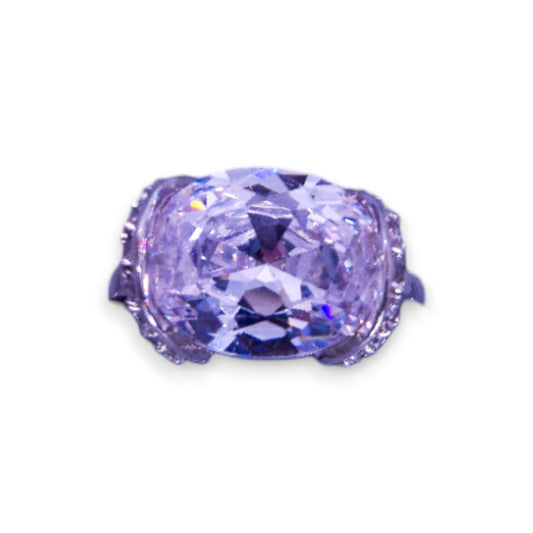 Silver Tone Clear Cubic Zirconia Statement Ring