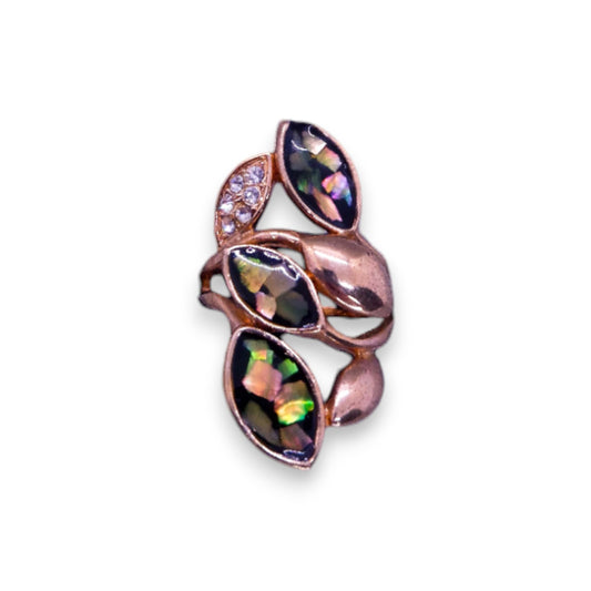 Rose Gold Tone Clear Cubic Zirconia Nature Inspired Ring