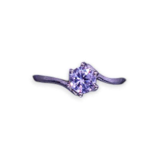 Silver Tone Clear Cubic Zirconia Classic Ring