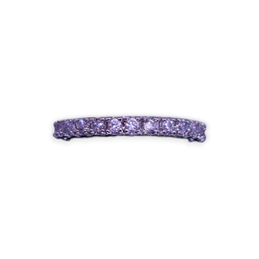 Silver Tone Clear Cubic Zirconia Classic Ring
