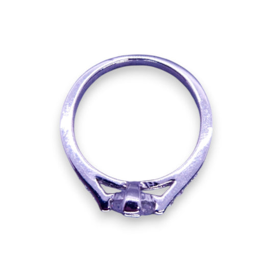 Silver Tone Clear Cubic Zirconia Classic Ring