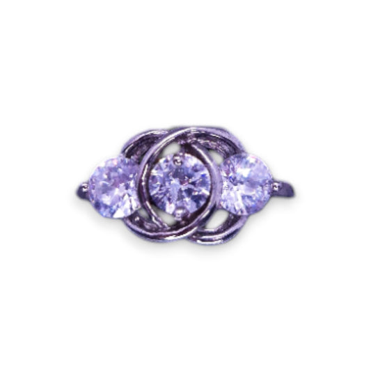 Silver Tone Clear Cubic Zirconia Classic Ring